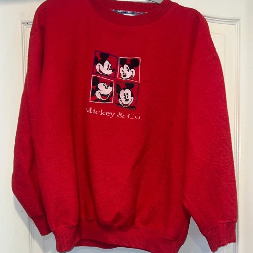 Vintage 80s/90s Mickey & Co. Red Fuzzy Sweatshirt